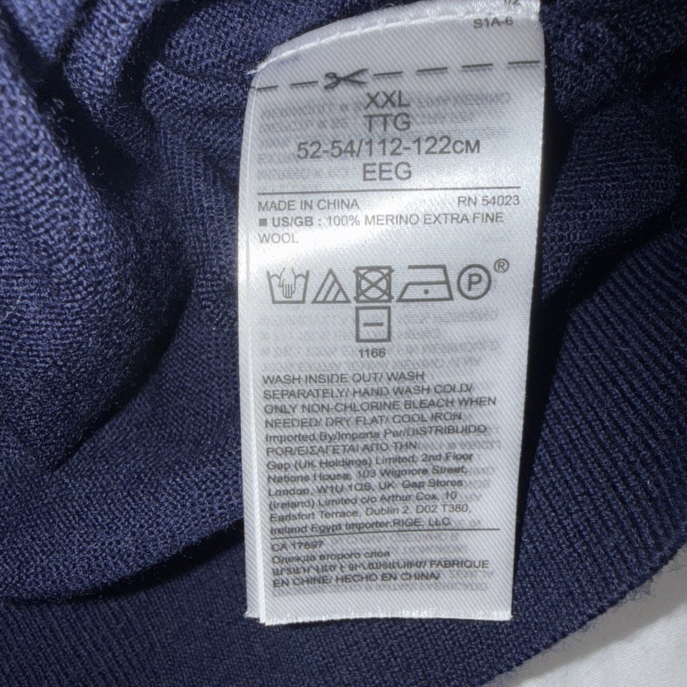 Banana Republic Men's Extra Fine Italian Merino Wool XXL‎ Royal Blue V-Neck - Picture 3 of 10